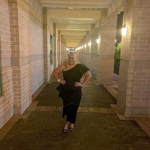 Asymmetrical black ruffle dress